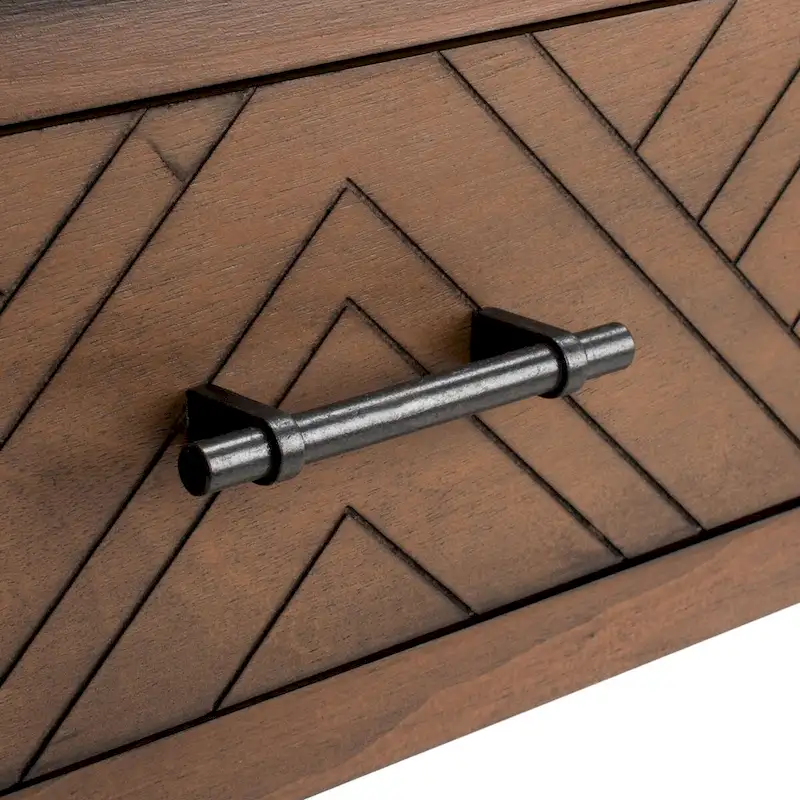 3-Drawer Console Table with Herringbone Pattern and Bottom Shelf