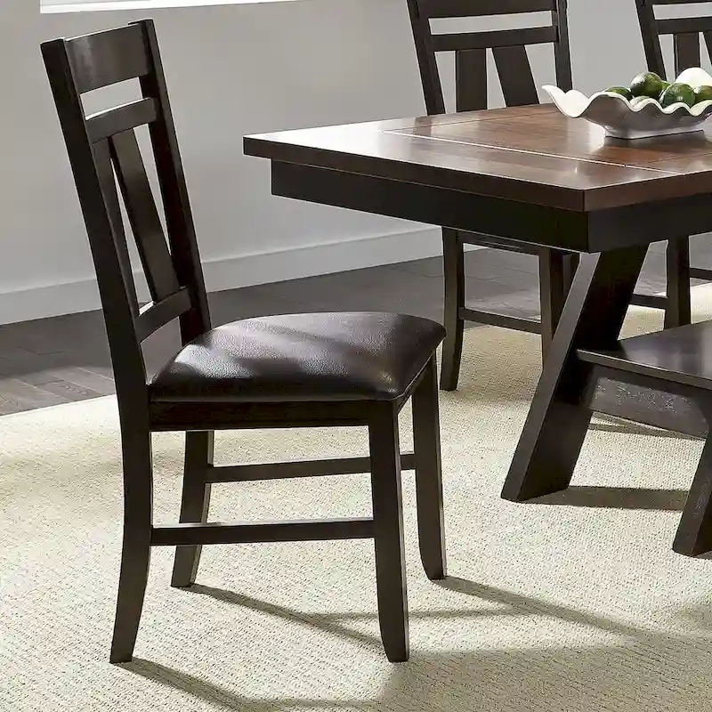 Espresso / Weathered Grey Splat Back Side Chair, Set of 2