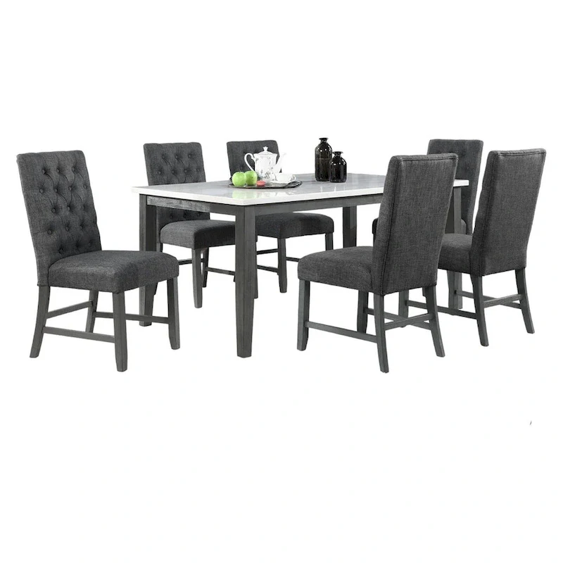 Modern White 7pc Dining Set