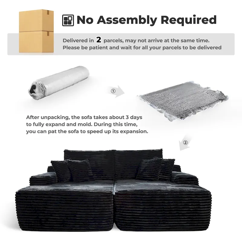 Long Plush Double Chaise Sofa
