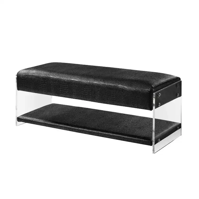 Inspired Home Galileo PU Leather Acrylic Shelf Bench