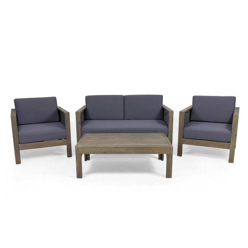 Linwood 4-piece Acacia Wood Patio Chat Set by Christopher Knight Home