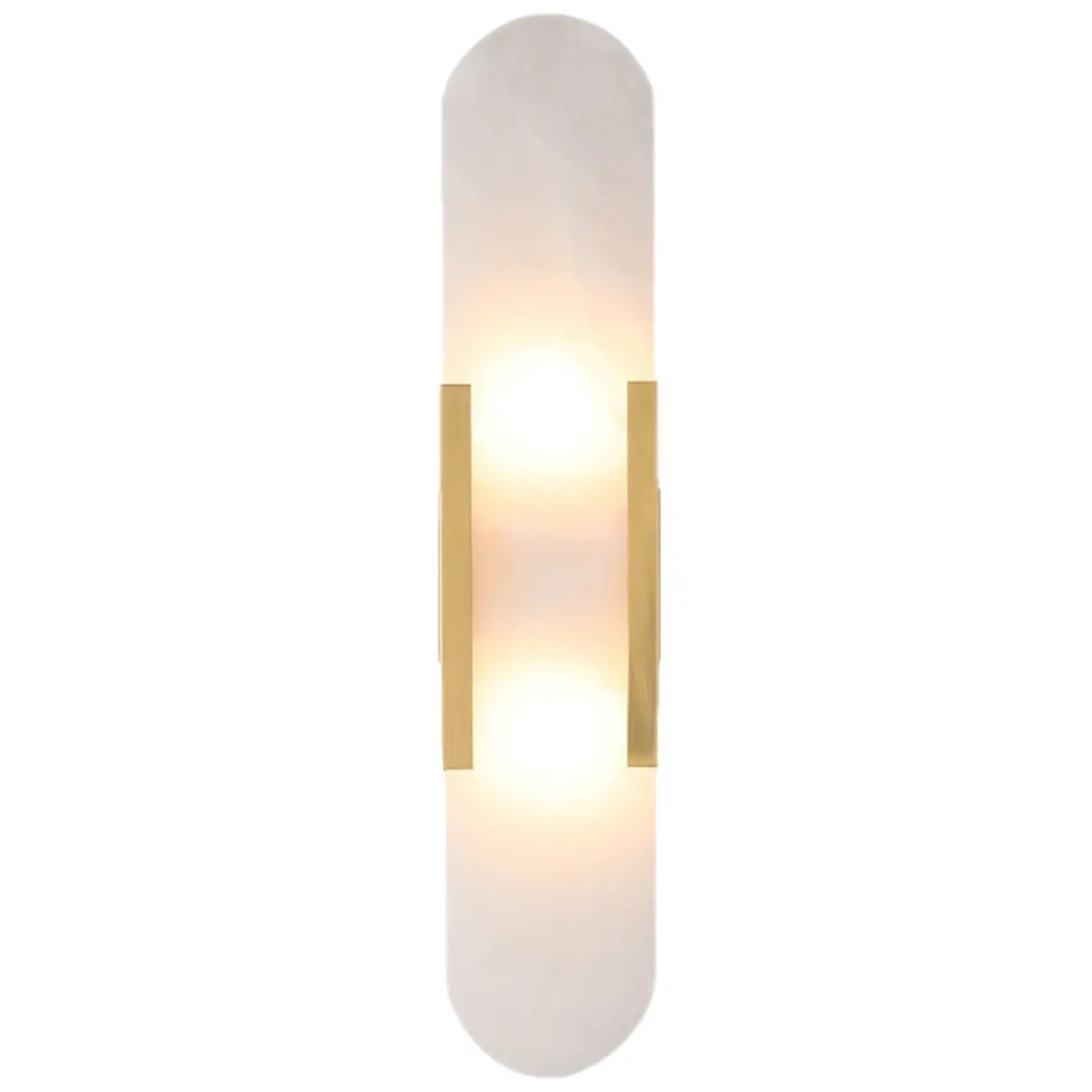 Modern Brass Oval Wall Light with Stone Chalk Shade