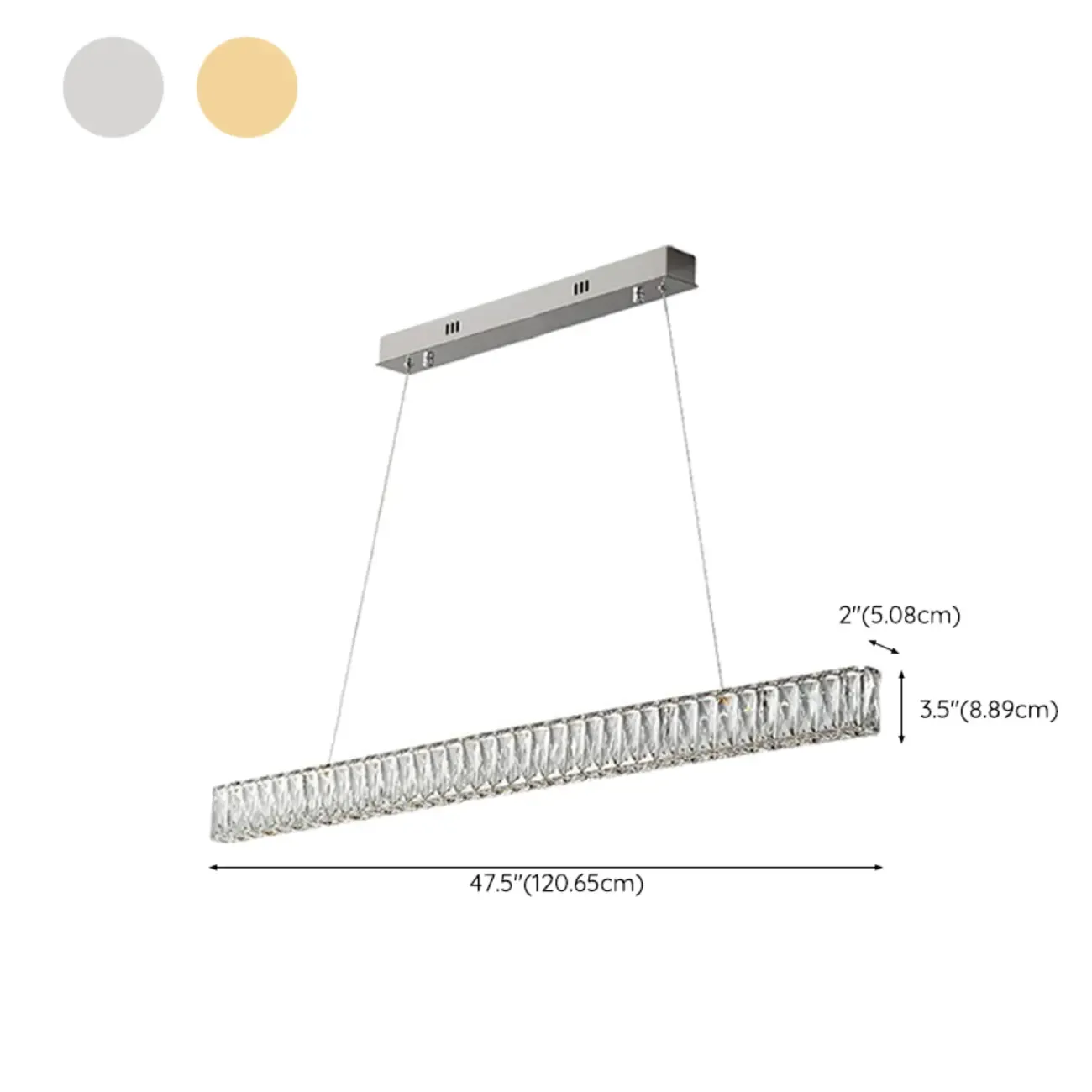 Rectangle Crystal Kitchen Island Pendant Light Dimmable LED