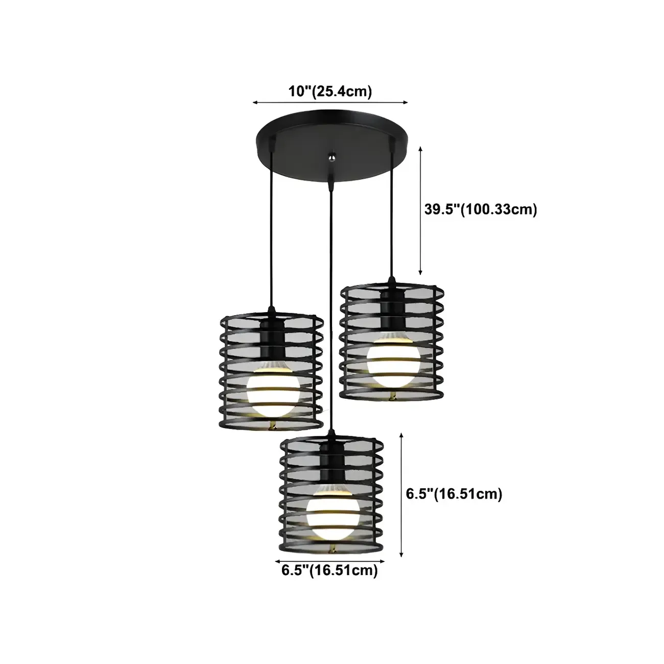 Industrial Black 3-Light Lantern Pendant Light