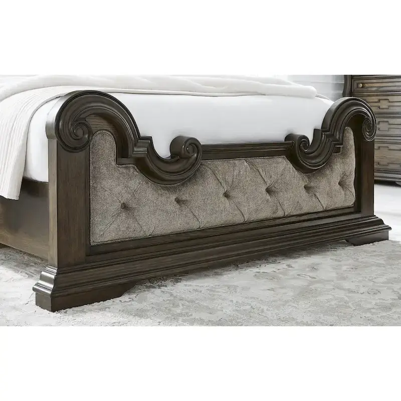 Signature Design by Ashley Maylee Dark Brown/Gray Upholstered Panel Bed