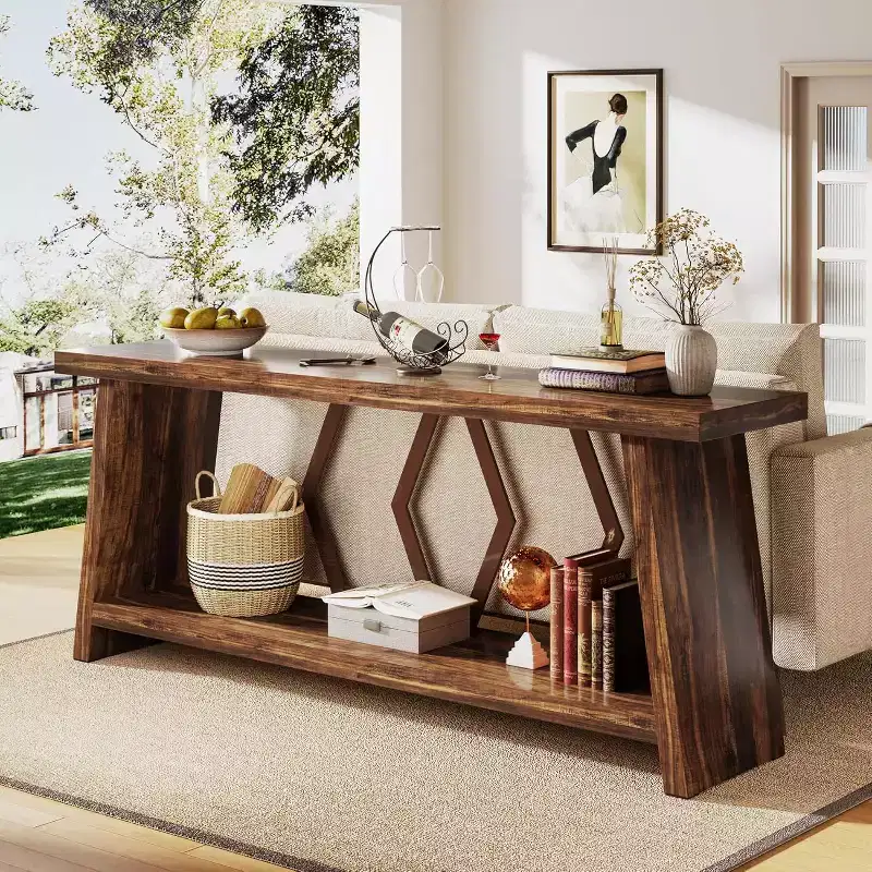 Lantine 70.86-Inch 2-Tier Long Sofa Table for Living Room