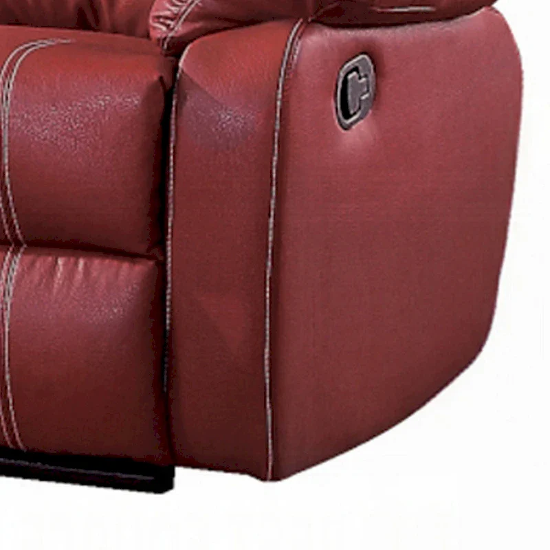 Zuru Motion Manual Recliner Loveseat, Pillow Top, Red Faux Leather