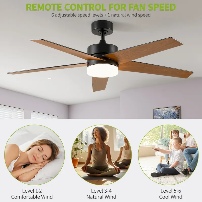 Ceiling Fan 52  with Lights and Remote, 5 Blade Ceiling Fan with Dimmable Light - 53