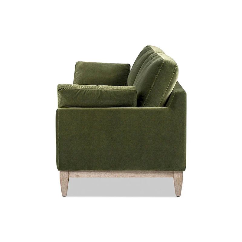 Velvet Sofa with Loose Pillow-Back and Wood Base - 75.5 Inch