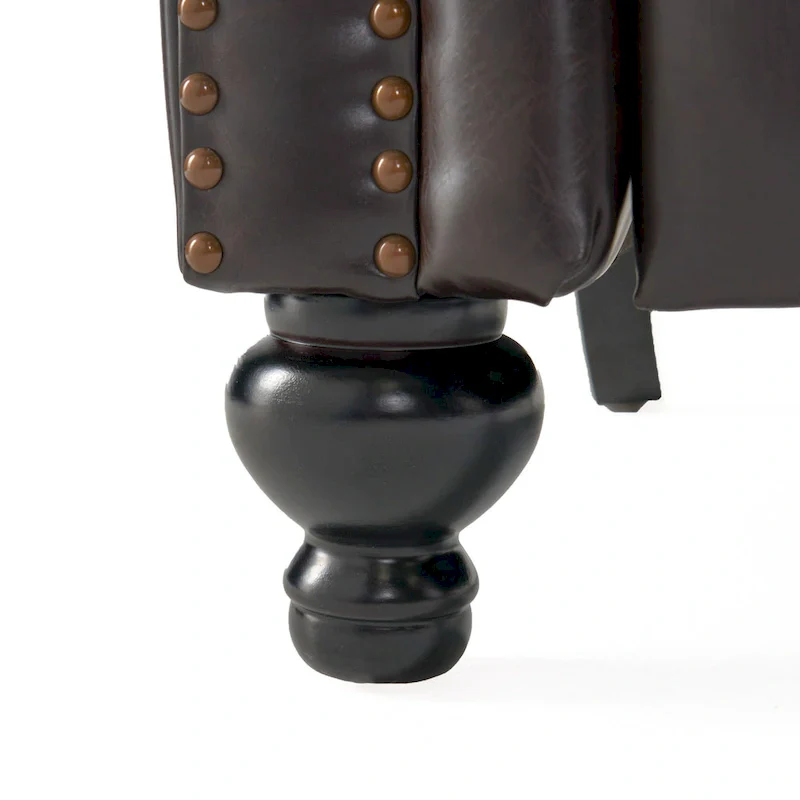 Brown Tufted Pushback Recliner with Nailhead Trim