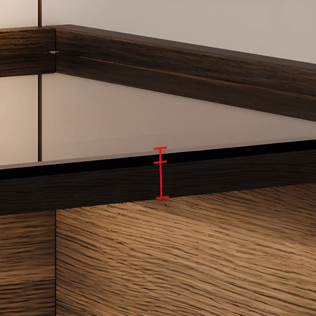 Narrow Black Glass Top 2-Drawer Wood Nightstand with Light