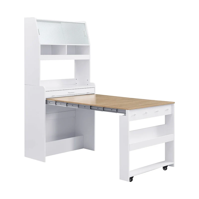 Cupboard Buffet with Hutch & Foldable Dining Table