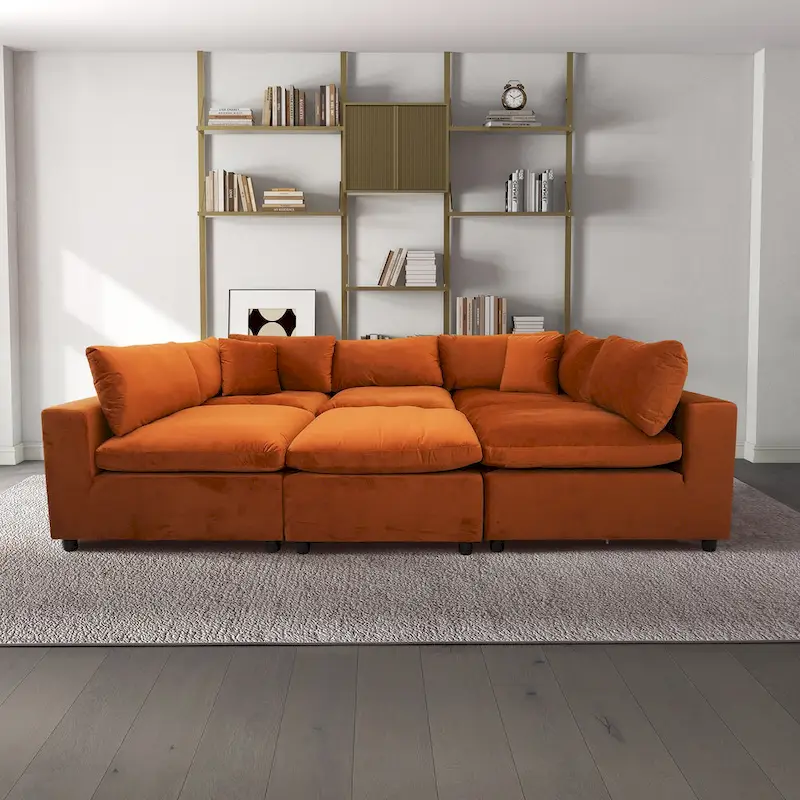 Yannie Mid-Century Modern Modular Sectional Velvet Sofa