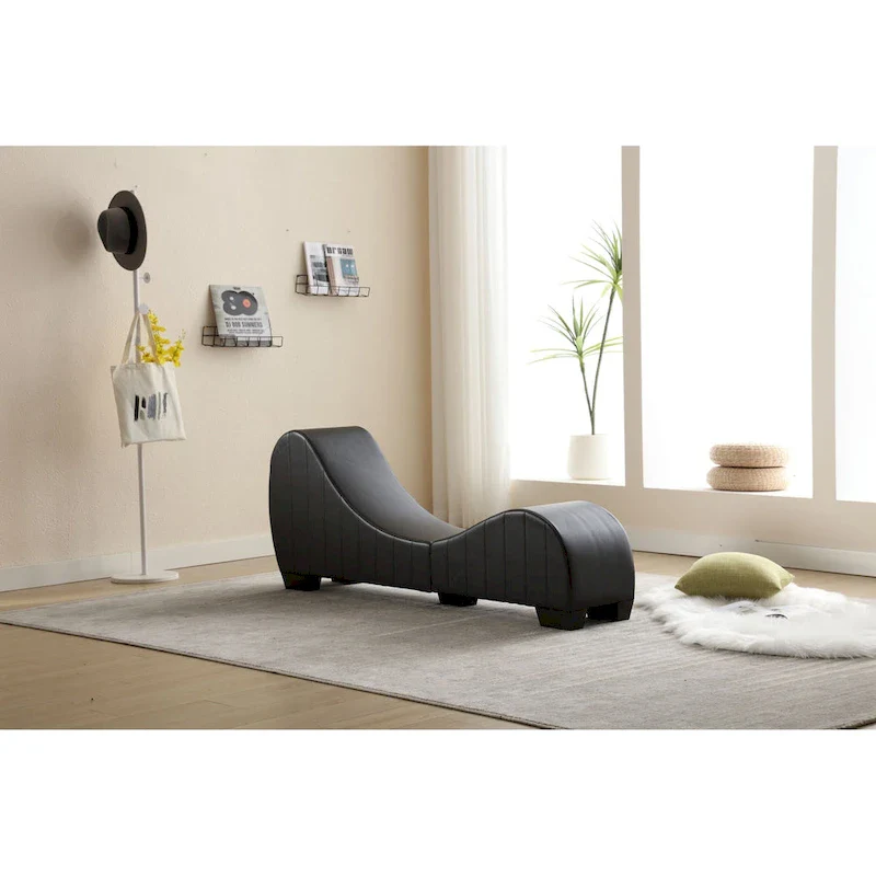 Modern Faux Leather Curved Yoga Chaise Lounge - 13.78 x 62.20 x 25.79