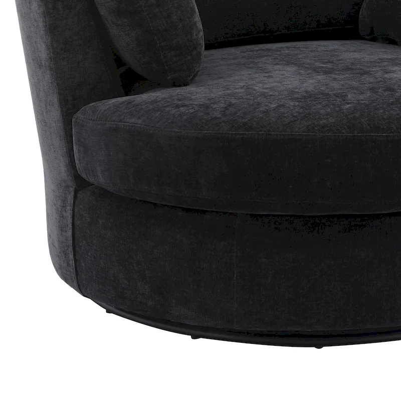 Upholstered Swivel Barrel Armchair Club Chair With Metal Base