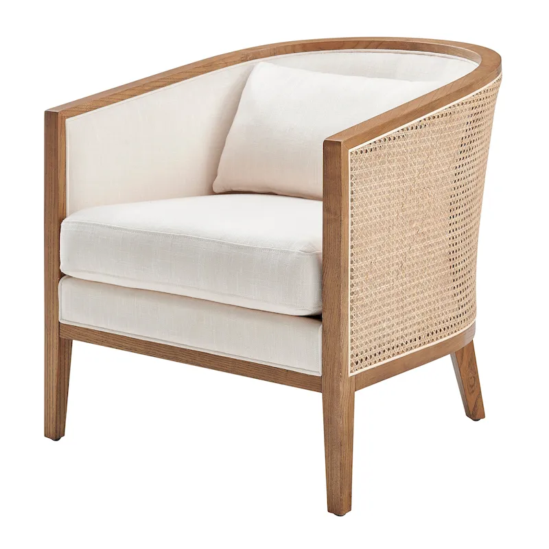 Tillman Linen Accent Arm Chair with Rattan