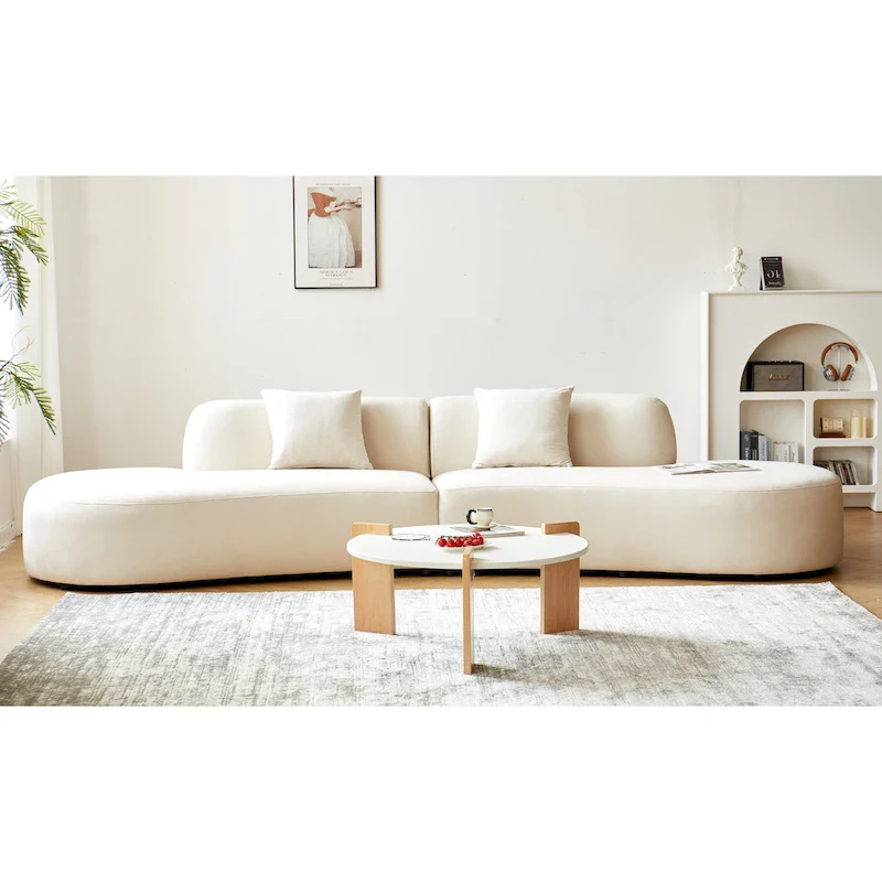 Ivory / Orange / Black Half Moon Curved Sectional Sofa, 6-Seat