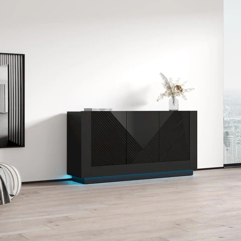 White / Black | High Gloss Sideboard | 1-Person Assembly