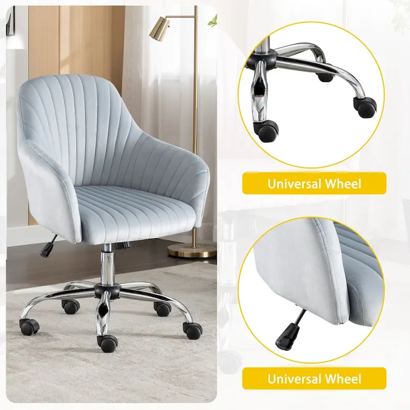 Accent chair Modern home office leisure chair with adjustable velvet height and adjustable casters