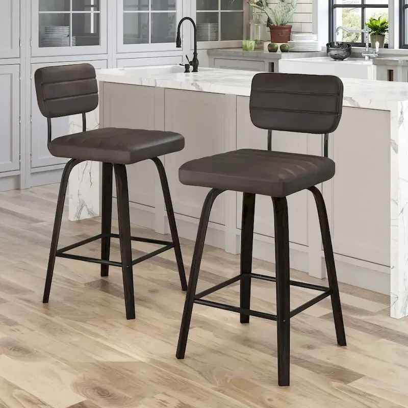 Swivel Counter Height Bar Stool with PU Leather Seat
