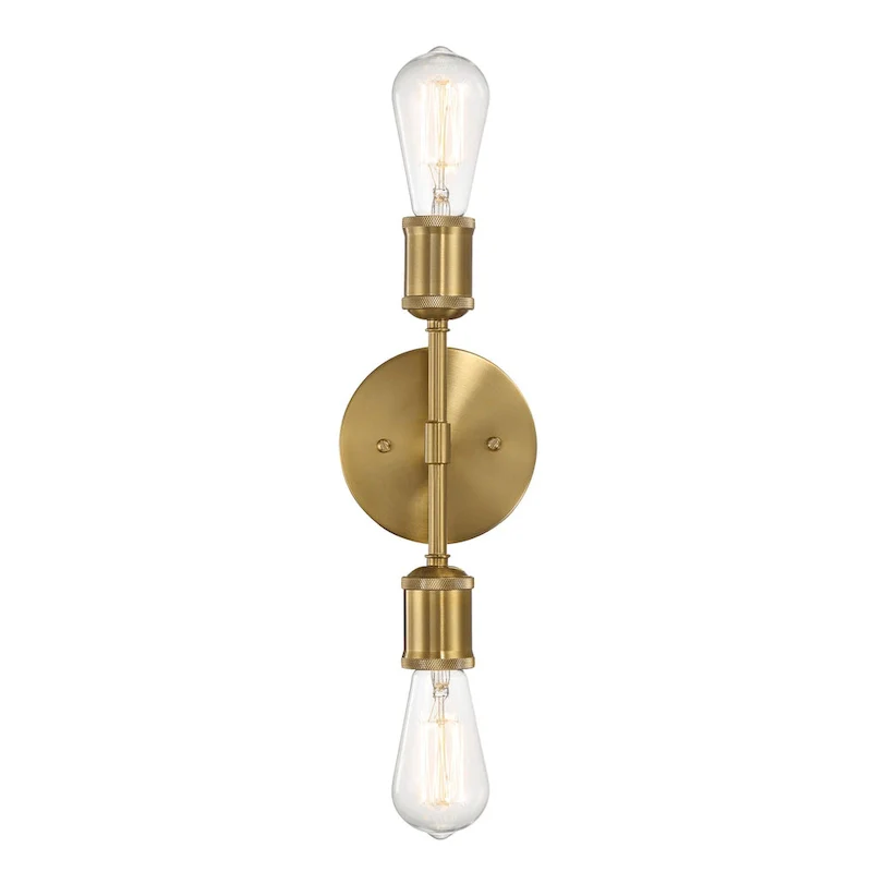 Double Lights Bathroom Wall Sconce - Clear Gold