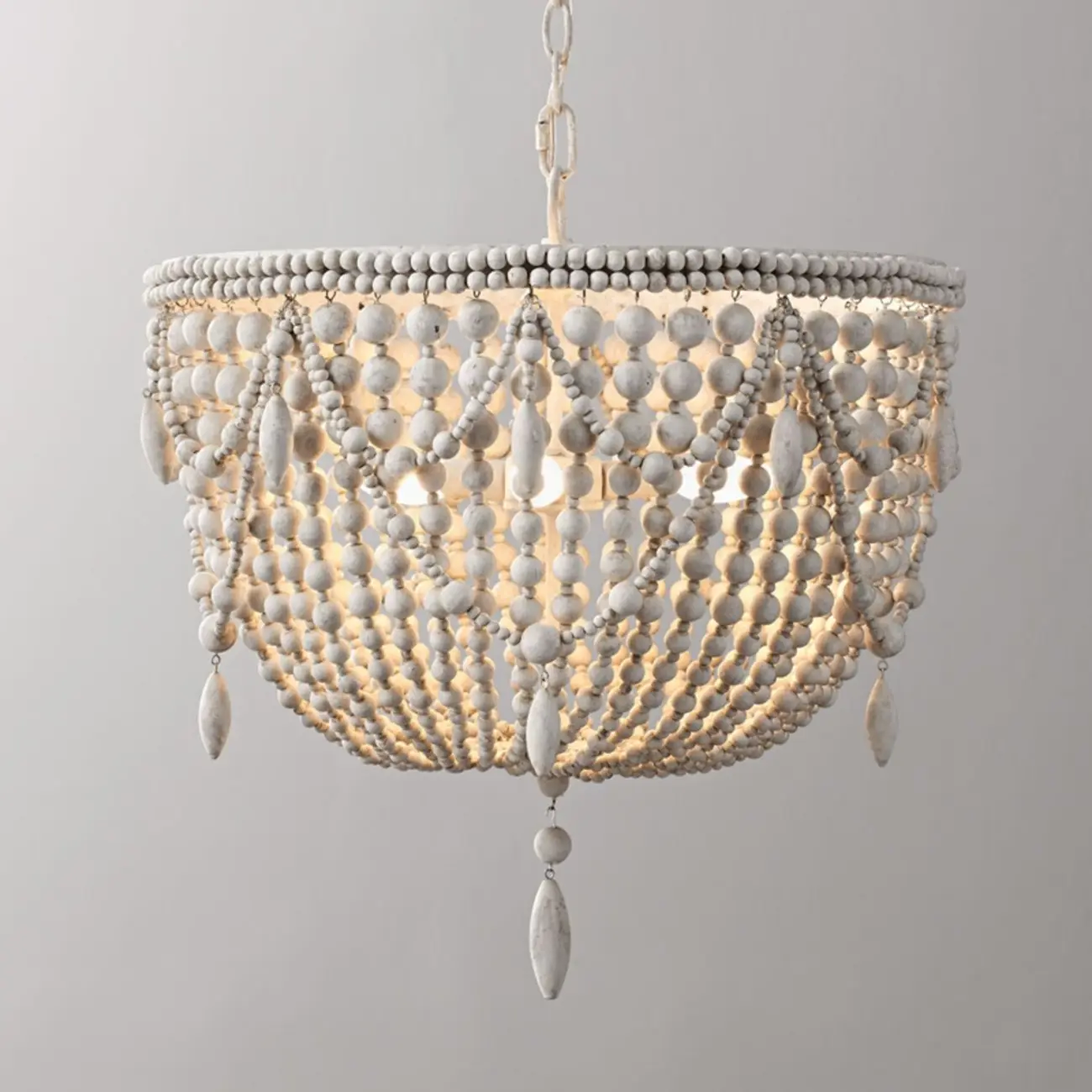 Elegant White Beaded Chandelier for Modern Dining Room