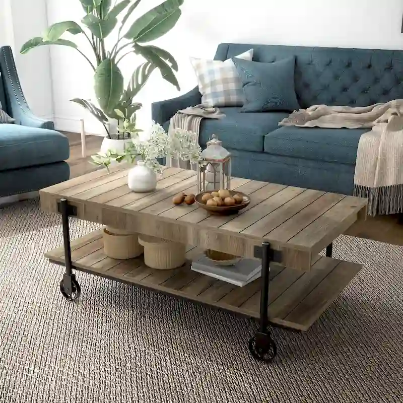 Hyssop Farmhouse 47-inch Steel 1-Shelf Coffee Table by Furniture of America