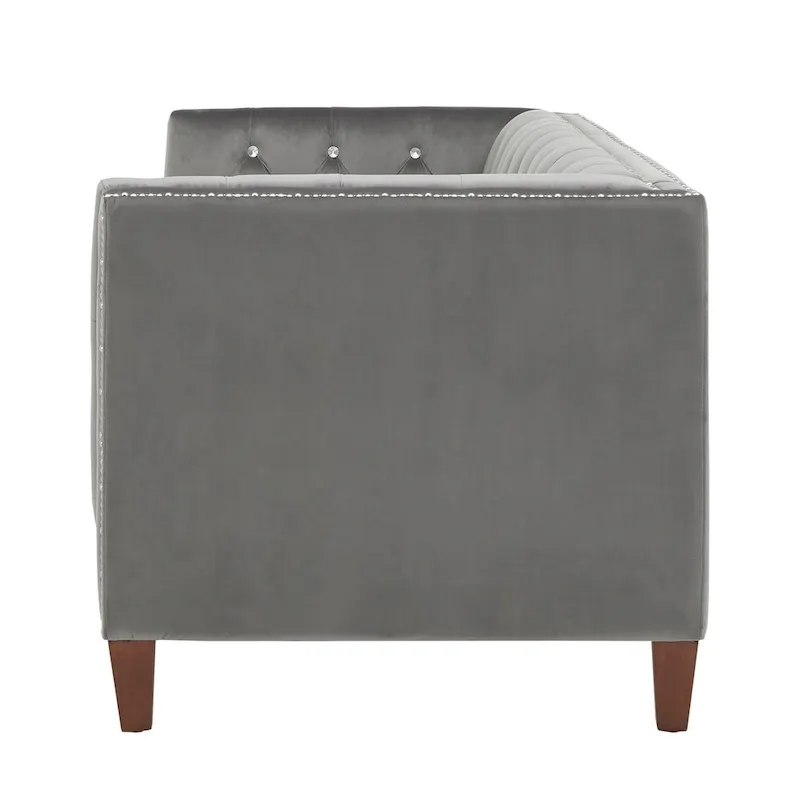 Layla Jewel-tuft Grey Velvet Seating with Nailhead by iNSPIRE Q Bold
