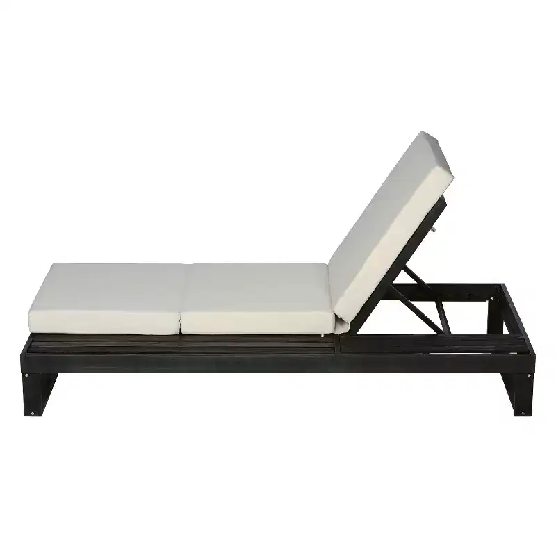 Christopher Knight Home Hudson Patio Modern Acacia Wood 4-Position Adjustable Chaise Lounge with Cushion