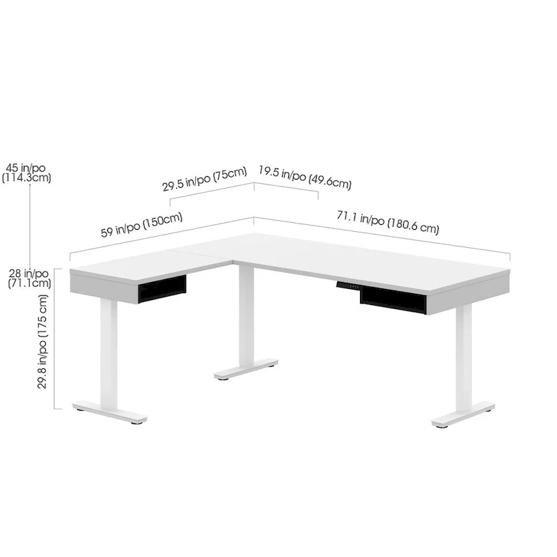 Bestar Pro-Vega Height Adjustable L-Desk