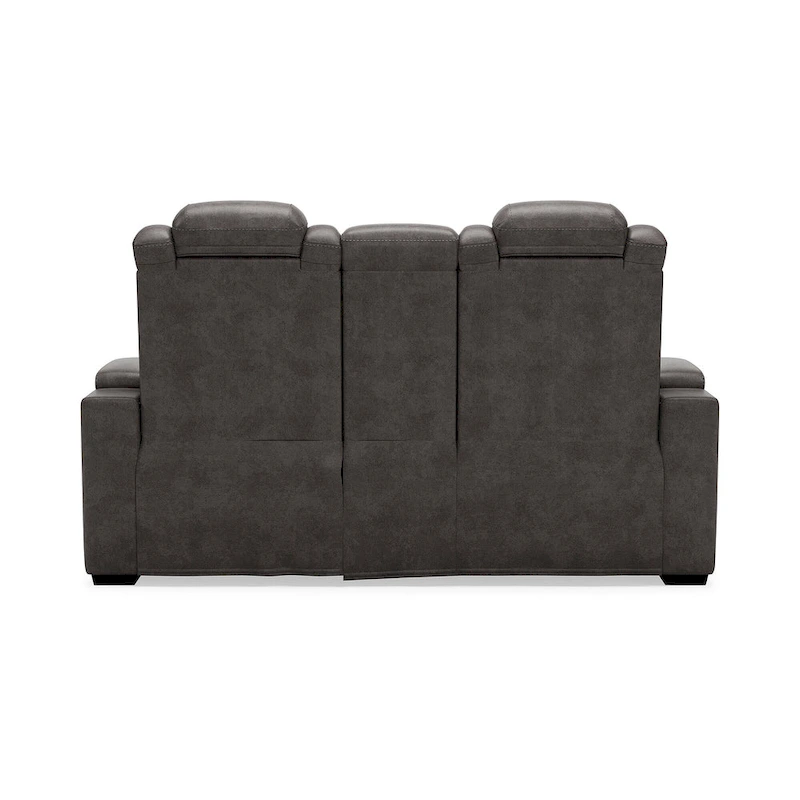 Signature Design by Ashley HyllMont Gray Power Reclining Loveseat with Console - 71.75 W x 39 D x 44 H