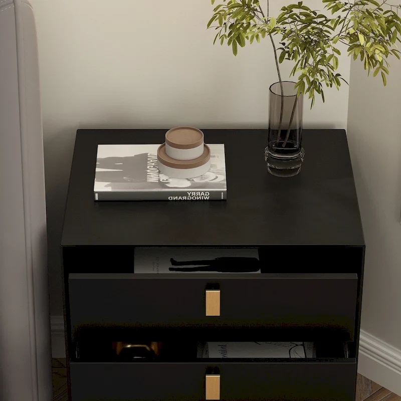 Natural Mid-Century Modern 3-Drawer Nightstand Bedside Table