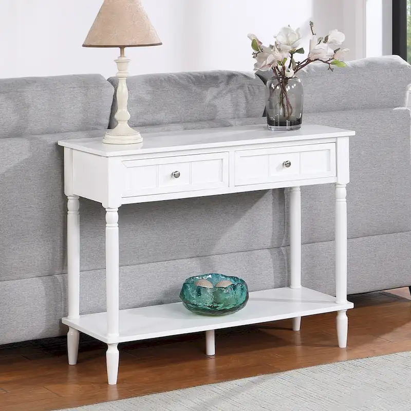 Convenience Concepts French Country 2 Drawer Hall Table with Shelf