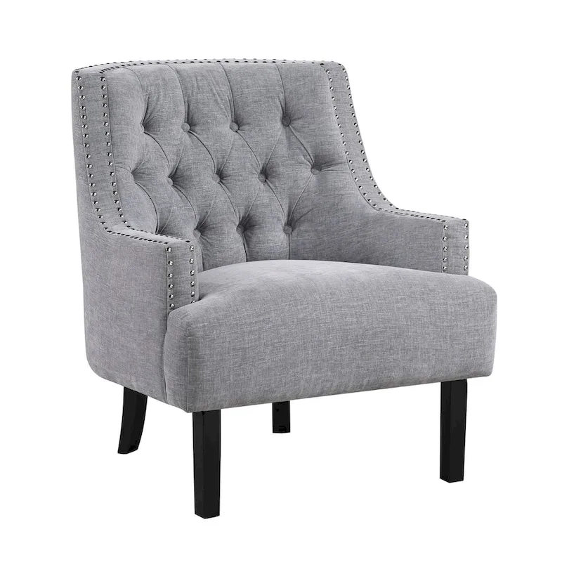 Modern Traditional Accent Chair Chenille Upholstery Button-Tufted Solid Wood 1pc Living Room Furniture