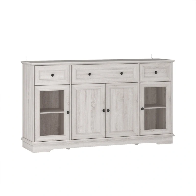 Elegant Wood-Grain Buffet Cabinet with Adjustable Shelves Sideboard