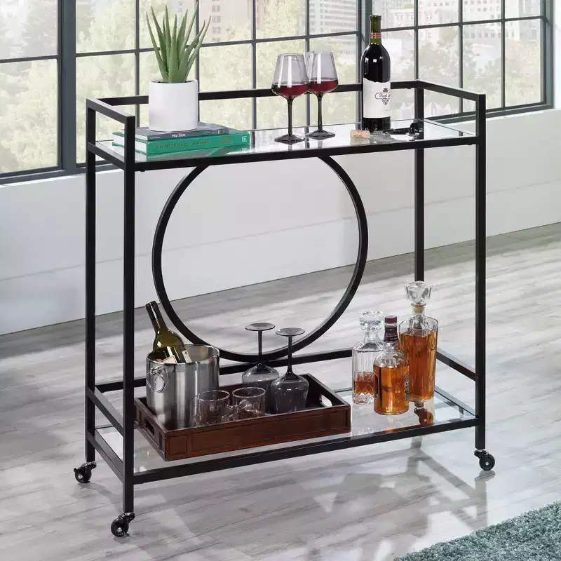 Sauder International Lux Bar Cart with Glass