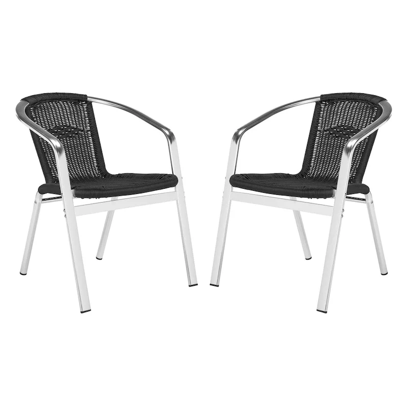 SAFAVIEH Wrangell Indoor-Outdoor White Stacking Armchair (Set of 2) - 22W x 23D x 28H
