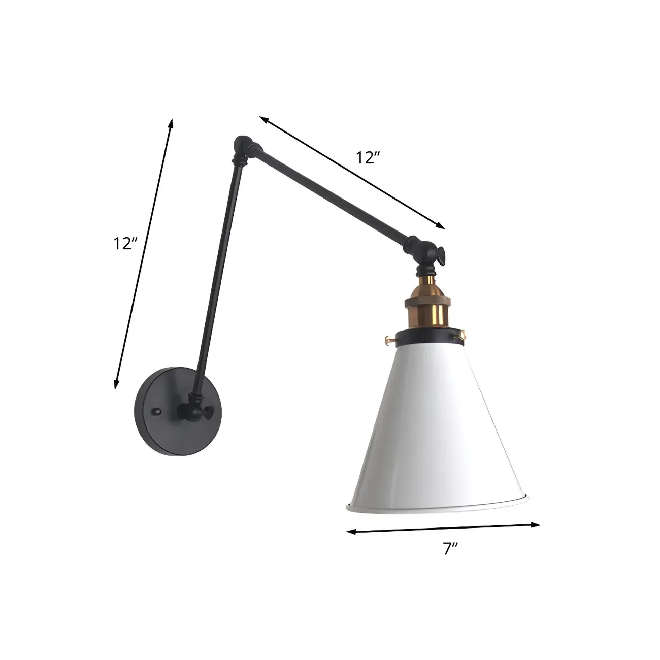Modern Metal Tapered Swing Arm Wall Light