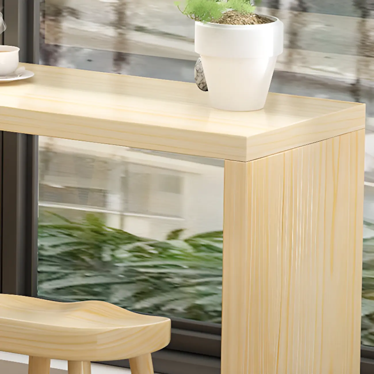 Scandinavian Solid Wood Pub Table Rectangle 4 Seats