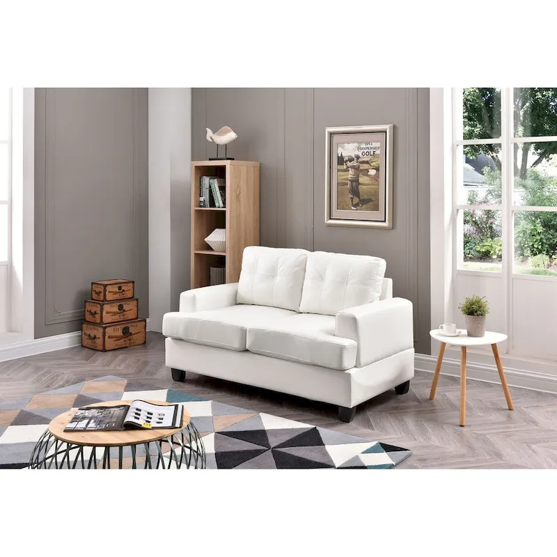 Sandridge 58 in. W Flared Arm Faux Leather Straight Sofa - 34 L x 58 W x 36 H