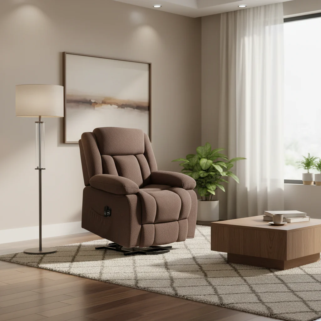 Power Lift Recliner Chair with Massage and Heat, Fabric Recliner with Remote Control