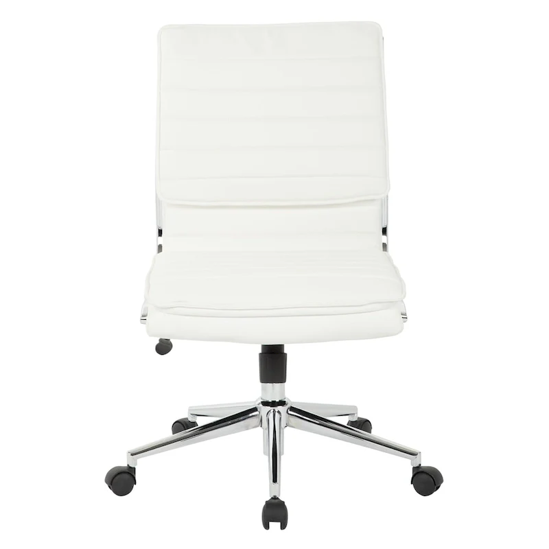 Armless Mid Back Professional Managers Faux Leather Chair with Chrome Base