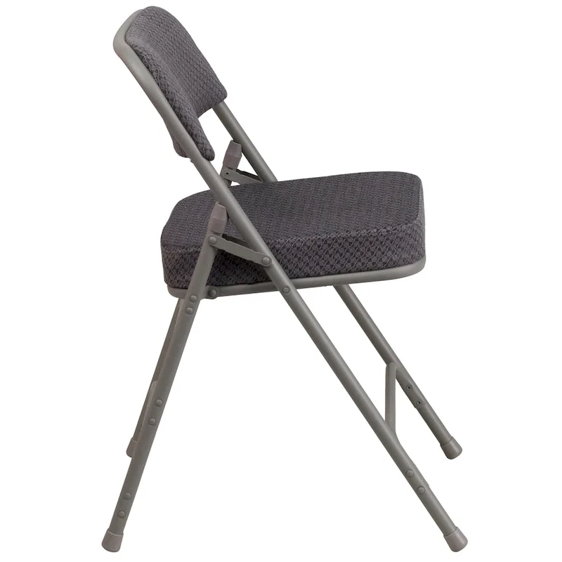 2 Pack Curved Triple Braced & Hinged Fabric Upholstered Metal Folding Chair