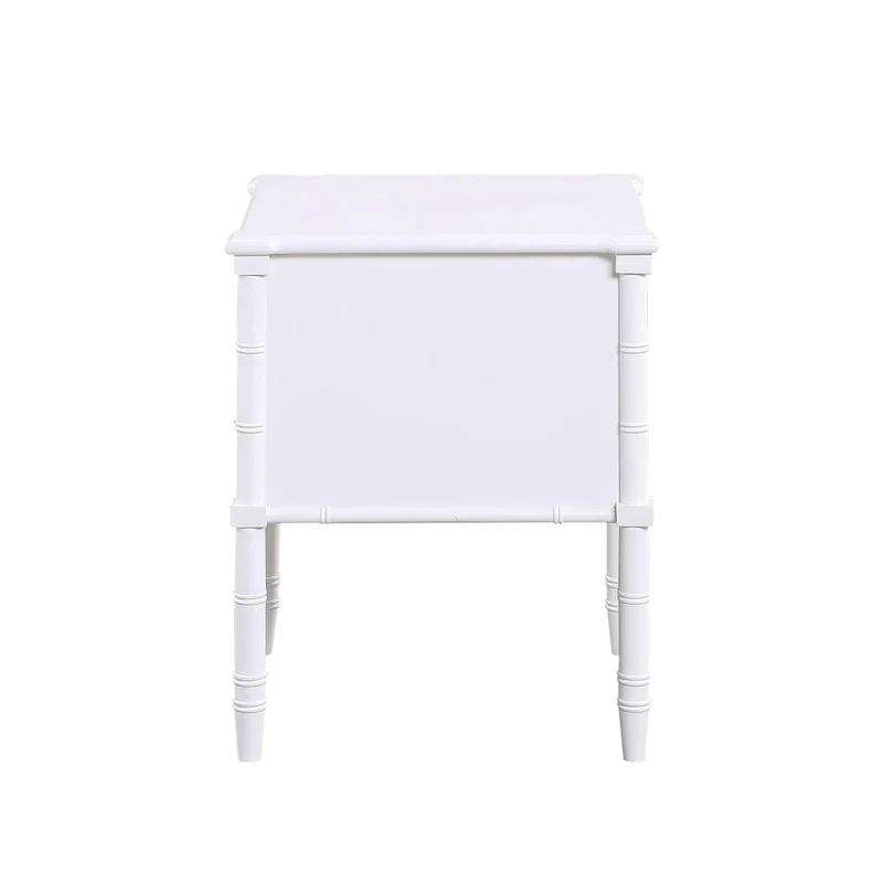 2-Drawer Nightstand with Carved Bamboo-Style Legs – Dove Grey / Midnight Blue / White / Vintage Green