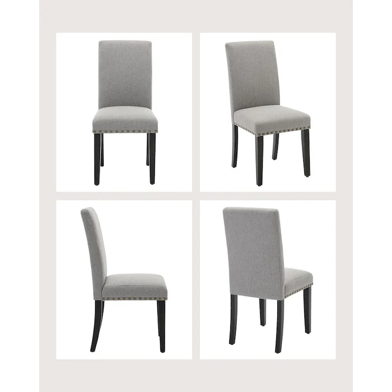 Modern Fabric Dining Chair Set of 4, Upholstered Kitchen Chair with Curved Backrest Wood Legs
