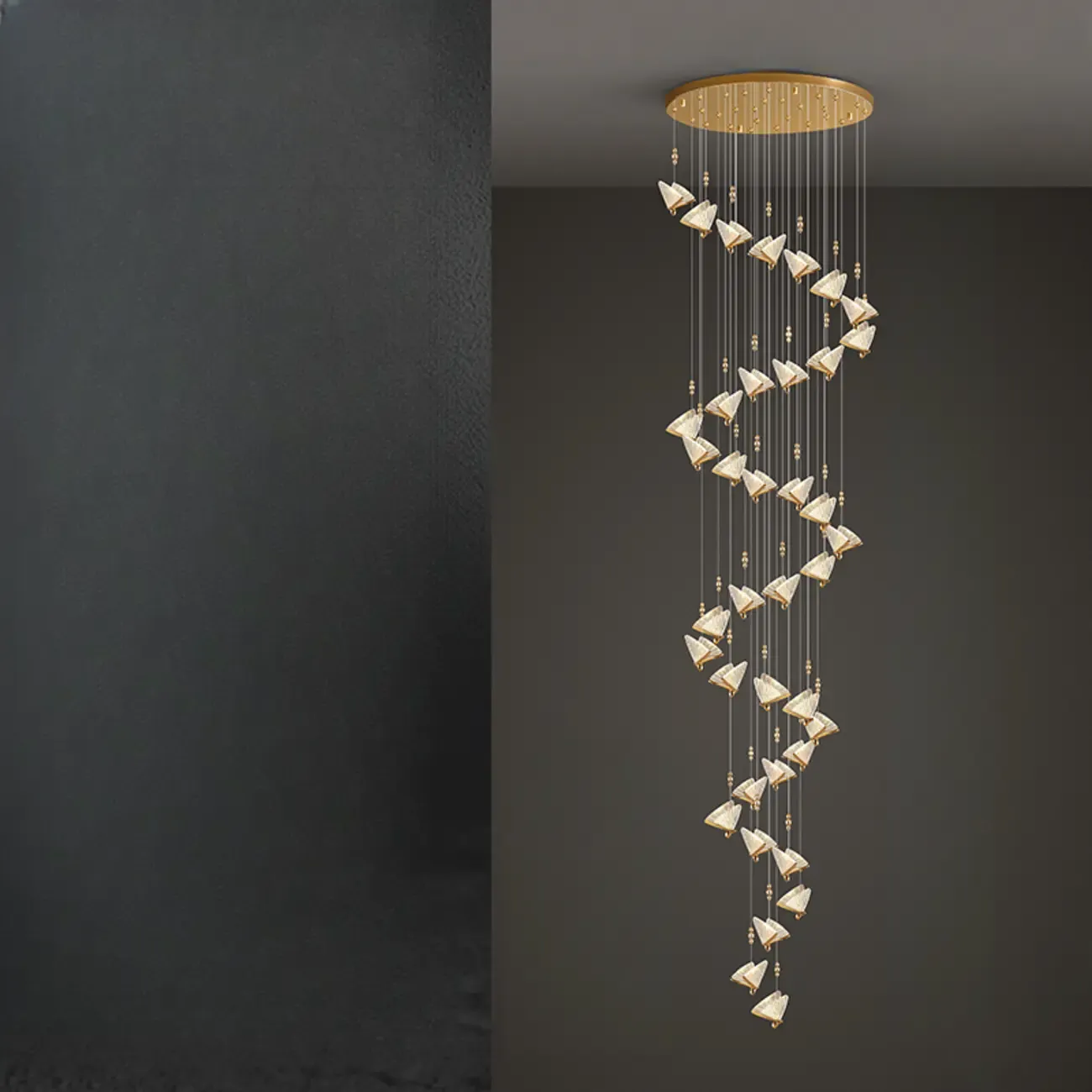 Modern Crystal Linear Butterfly Chandelier Light with Remote