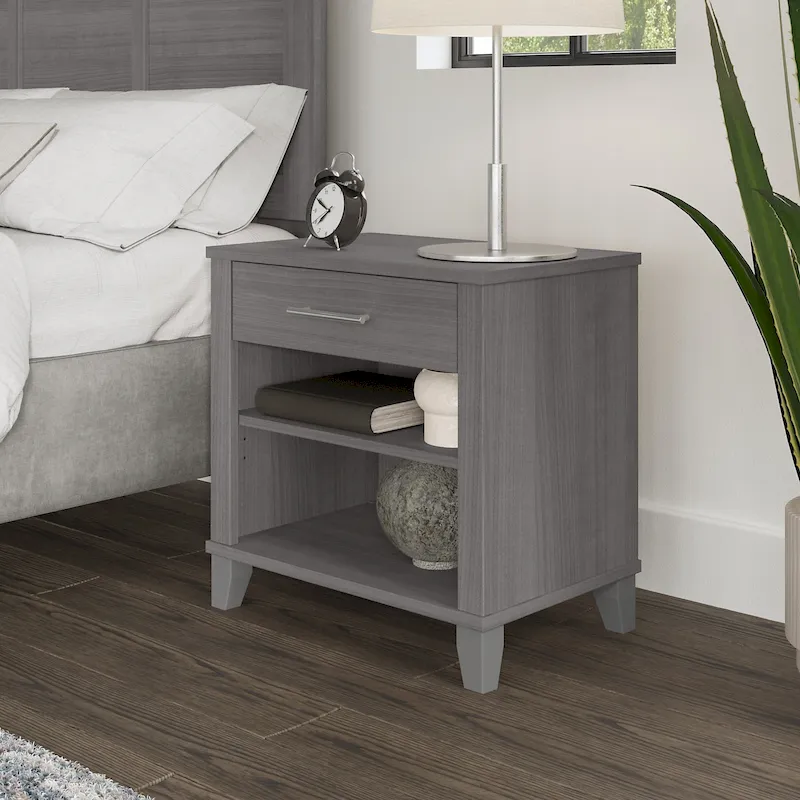Transitional Grey Ash Nightstand