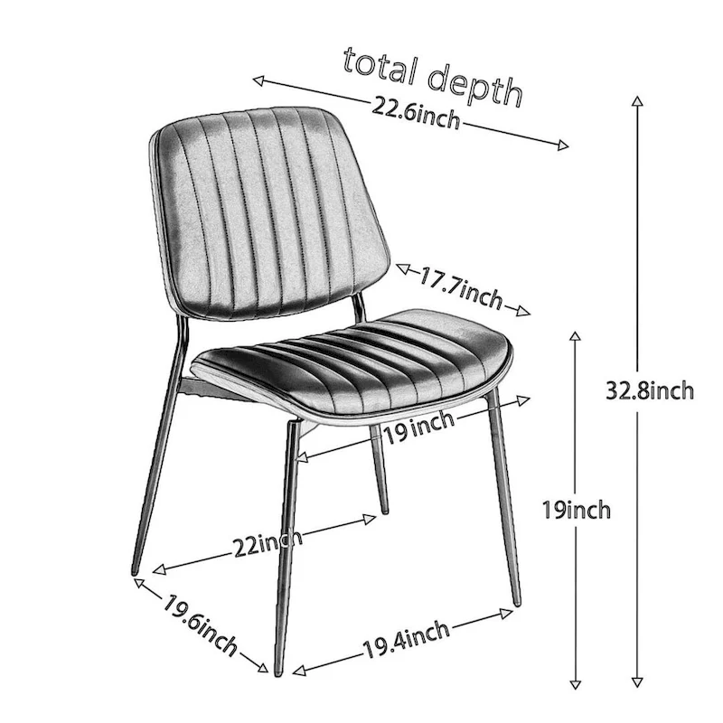 Retro Linen Dining Chairs Set of 2, Bentwood Back with Metal Legs