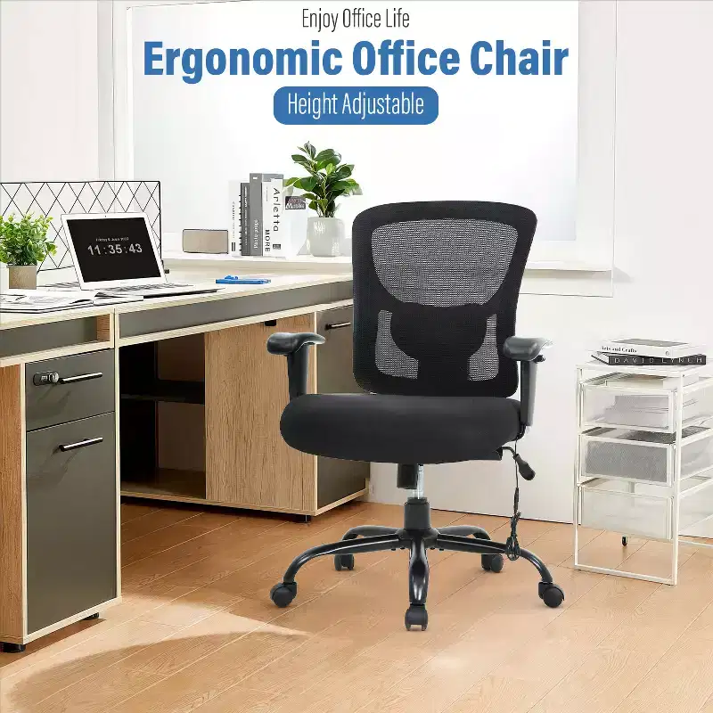 FDW Big and Tall Office Chair with Adjustable Lumbar Support 400lbs Weight Capacity & Seat Massage Function for Adults